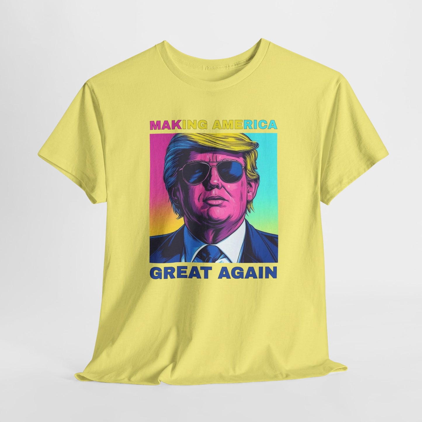 Pop Art Trump T-Shirt For Make America Great Again T Shirt For Retro Neon Graphic TShirt