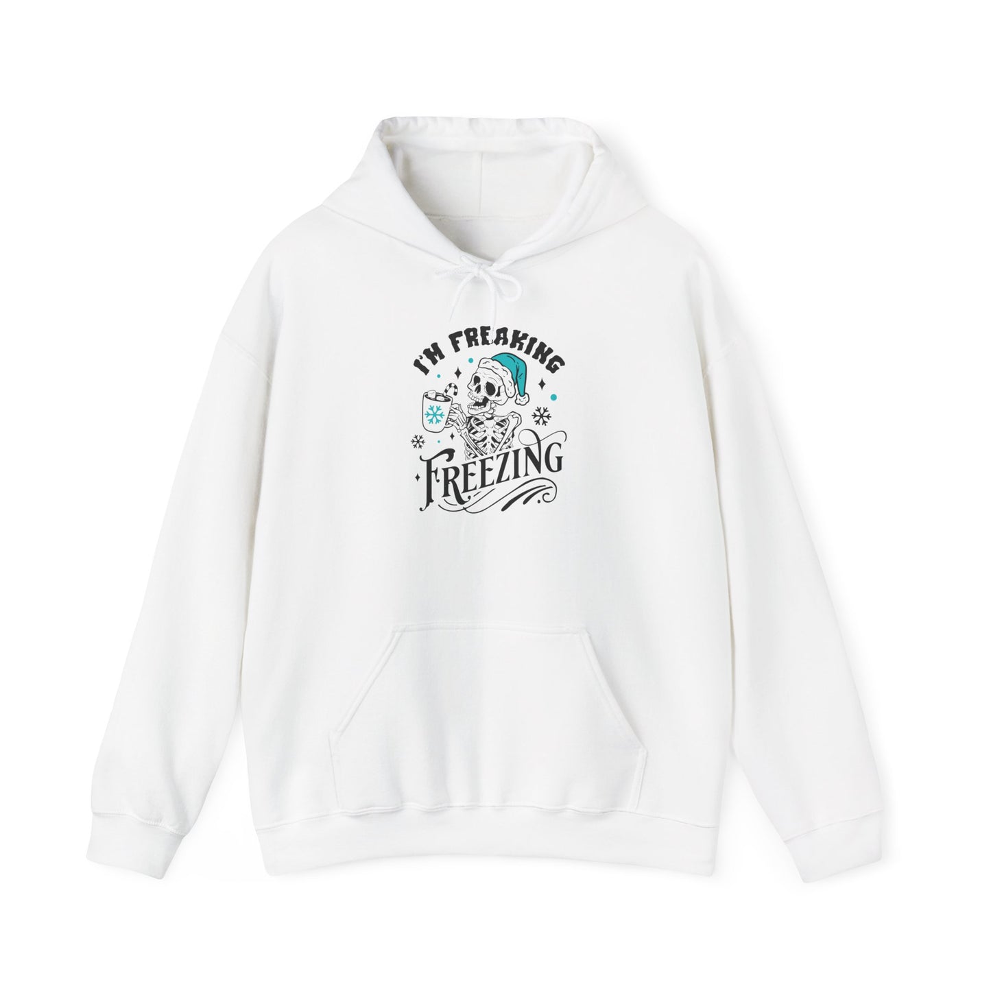 Sarcastic Freezing Skeleton Hooded Sweatshirt for Funny Winter Hoodie