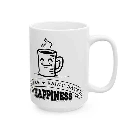 Happiness Coffee Cup For Rainy Day Cocoa Mug For Hot Tea Smiles