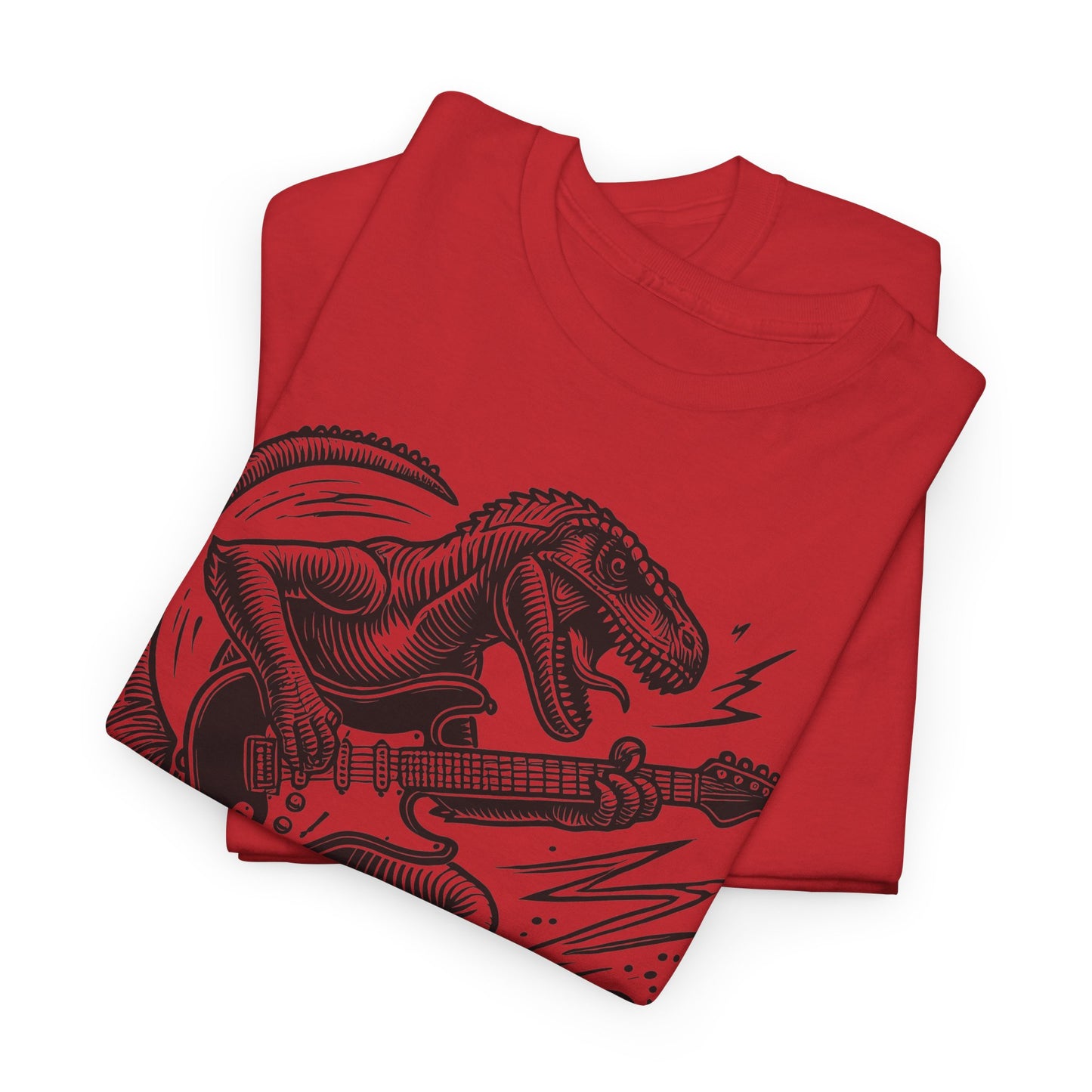 Jurassic Jam Session T-Shirt — Guitar Playing Velociraptor Graphic Tee