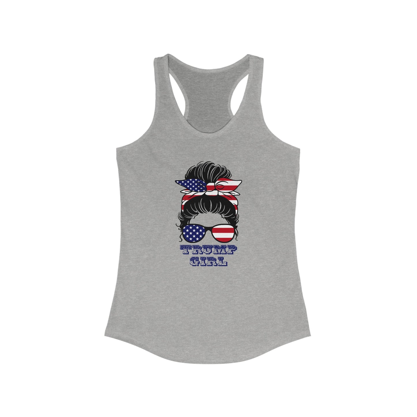 Trump Girl Tank Top For Conservative Patriotic Shirt For  Messy Bun Shirt For Mother's Day Gift