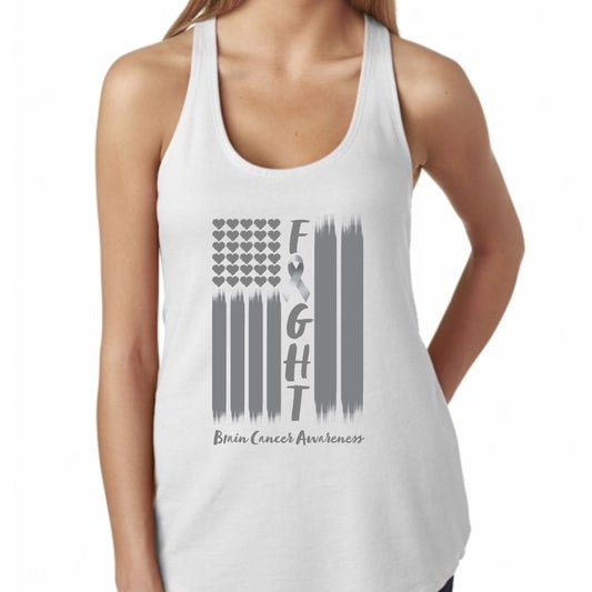 Brain Cancer Awareness Tank Top For Fight Cancer Flag