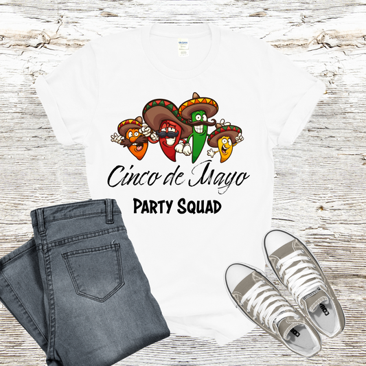 Party Squad T-Shirt for Cinco de Mayo T Shirt For Funny Fiesta Chilies Holiday TShirt
