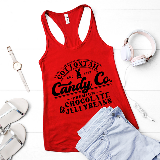 Cotton Tail Racerback Tank For Easter Candy Shirt For Chocolate And Jellybeans Spring Shirt