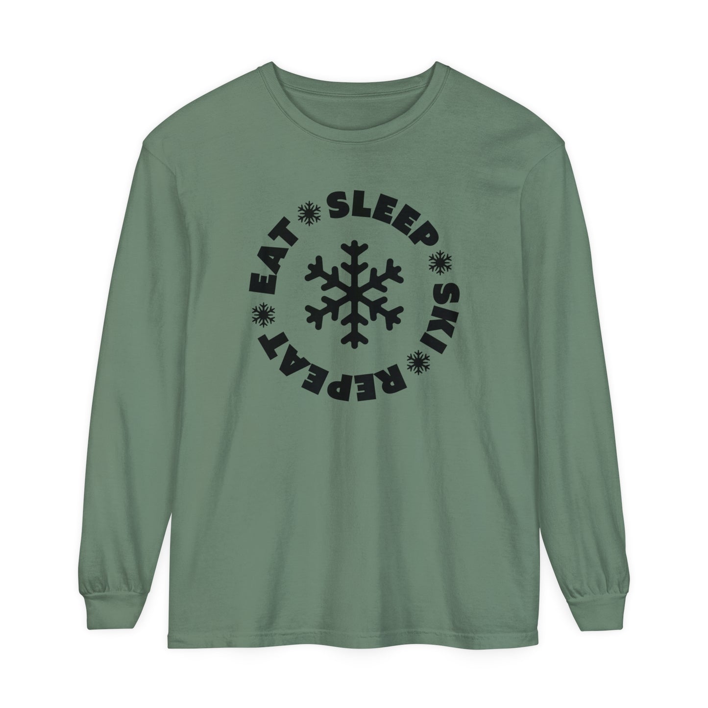 Eat Sleep Ski Repeat Long Sleeve T-Shirt For Winter Weather T Shirt For Ski Bum TShirt