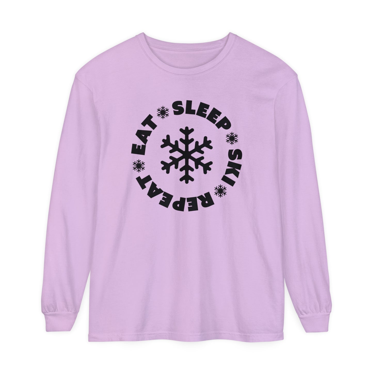 Eat Sleep Ski Repeat Long Sleeve T-Shirt For Winter Weather T Shirt For Ski Bum TShirt