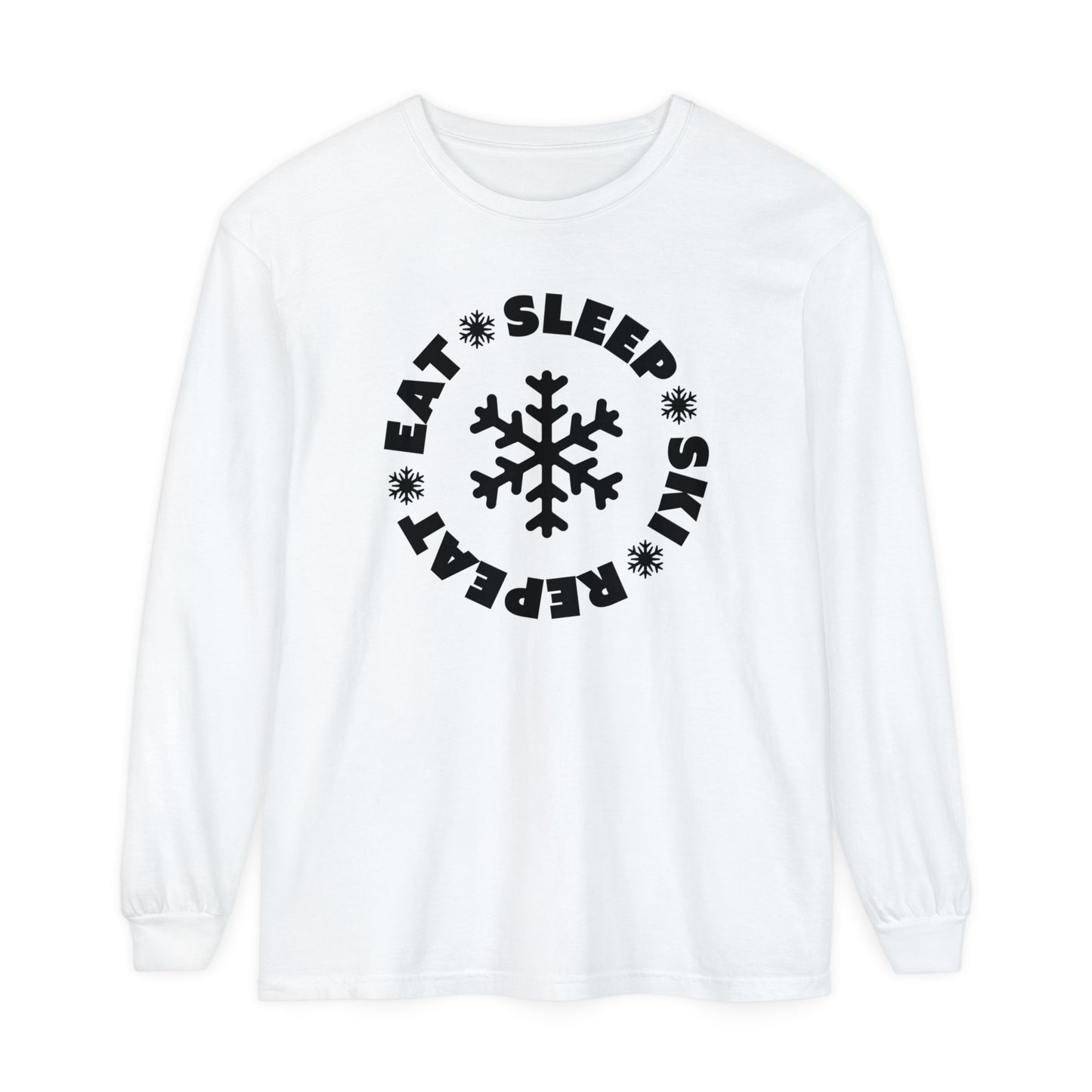 Eat Sleep Ski Repeat Long Sleeve T-Shirt For Winter Weather T Shirt For Ski Bum TShirt