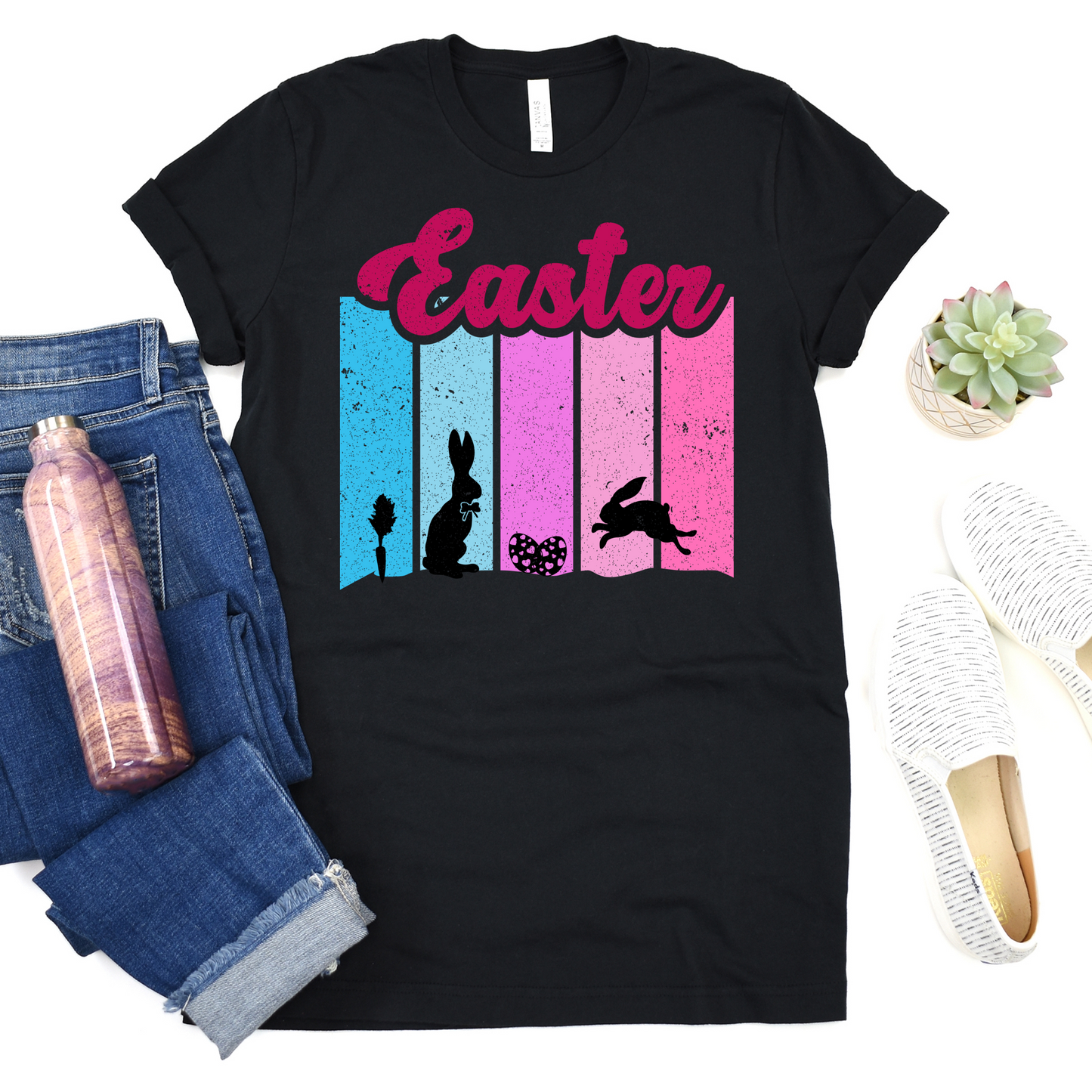 Bunny Scene T-Shirt For Easter Vibes T Shirt For Christian Holiday TShirt