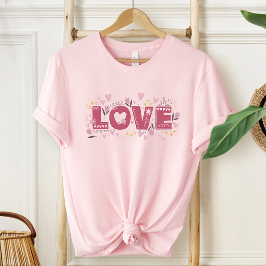 Floral Love T-Shirt For Valentine's Day T Shirt For Romantic Hearts TShirt