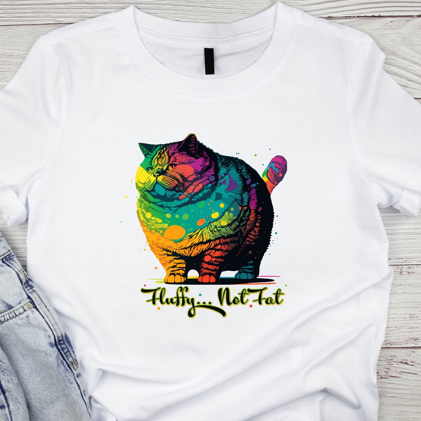 Fat Cat T-Shirt For Chonk T Shirt For Chonky Cat TShirt With Colorful Cat Shirt For Cat Lovers TShirt With Fluffy Cat Shirt For Not Fat TShirt For Cat Lover Gift