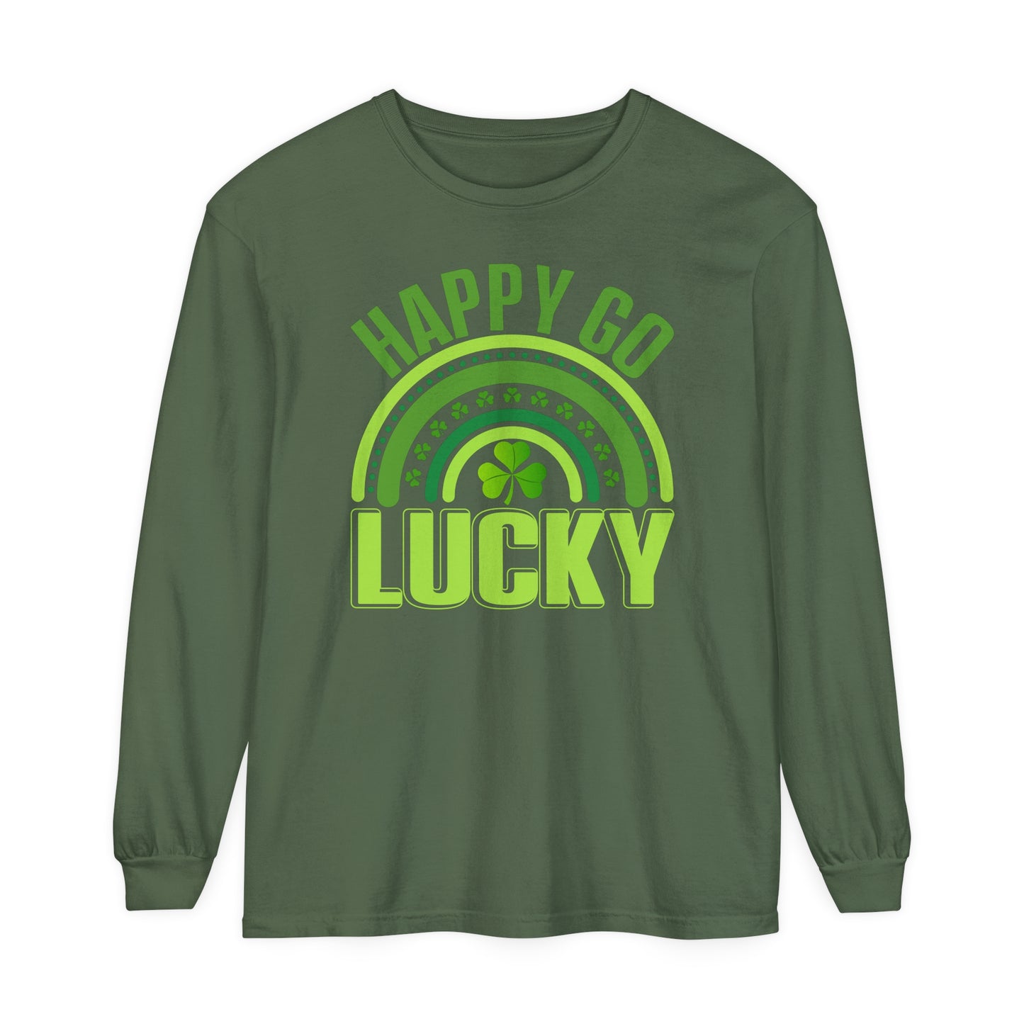 Happy Go Lucky Long Sleeve T-Shirt For Saint Patrick's Day T Shirt For Irish Party TShirt