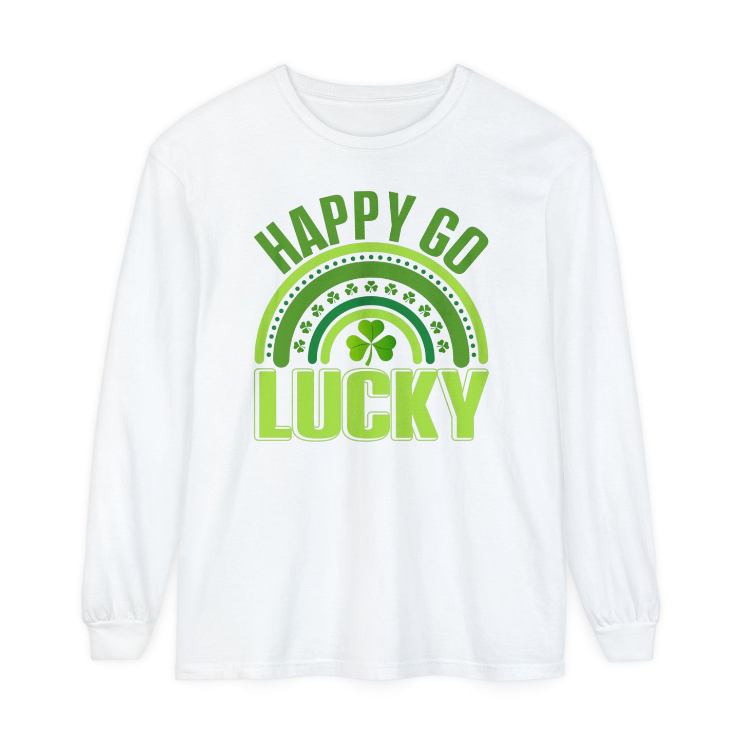 Happy Go Lucky Long Sleeve T-Shirt For Saint Patrick's Day T Shirt For Irish Party TShirt