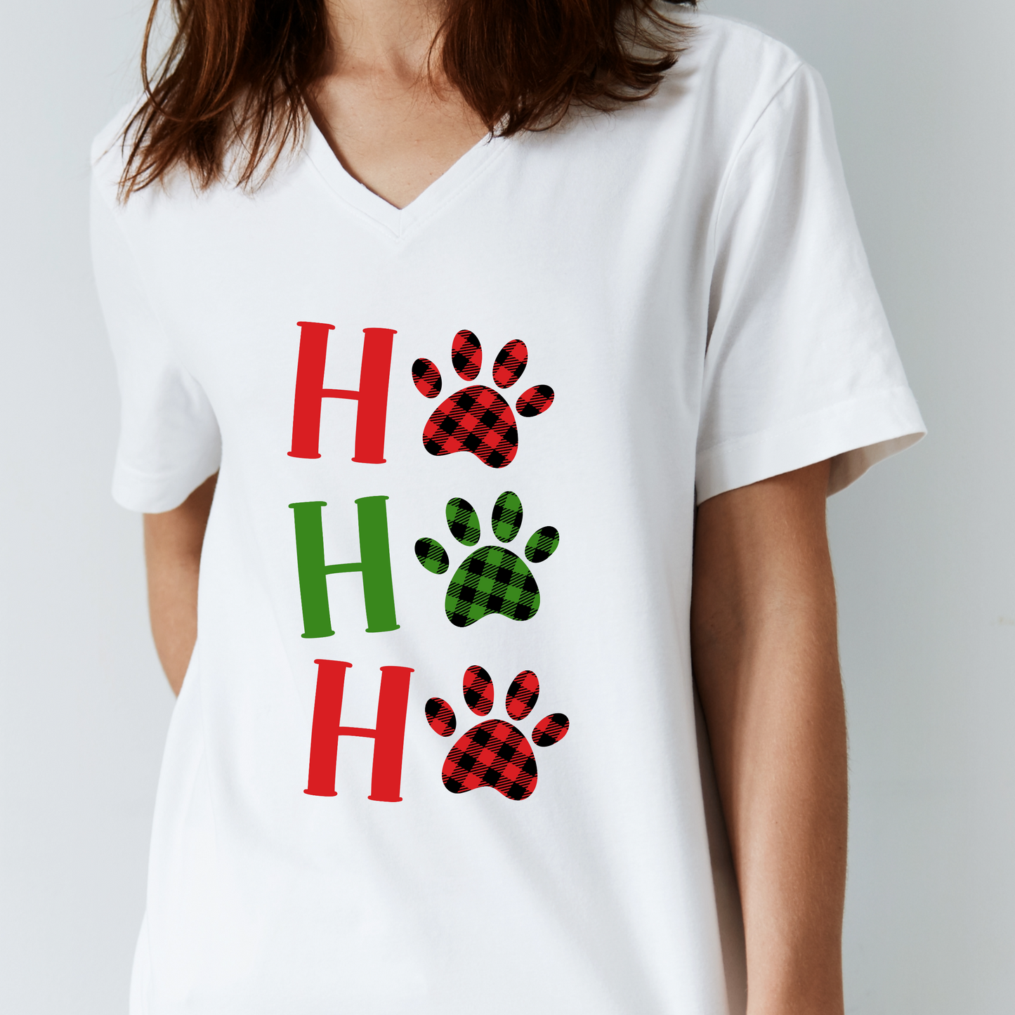 Christmas Paws T-Shirt For Ho Ho Ho T Shirt For Festive Ladies T Shirt For Fun Holiday Tee