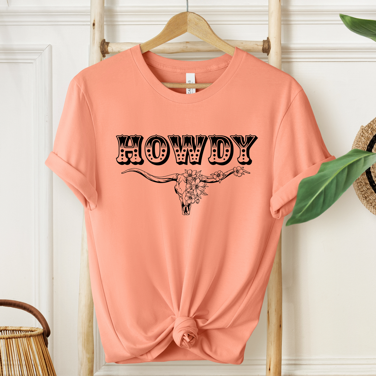 Western Howdy T-Shirt For BOHO Steer Skull T Shirt For Country Girl TShirt