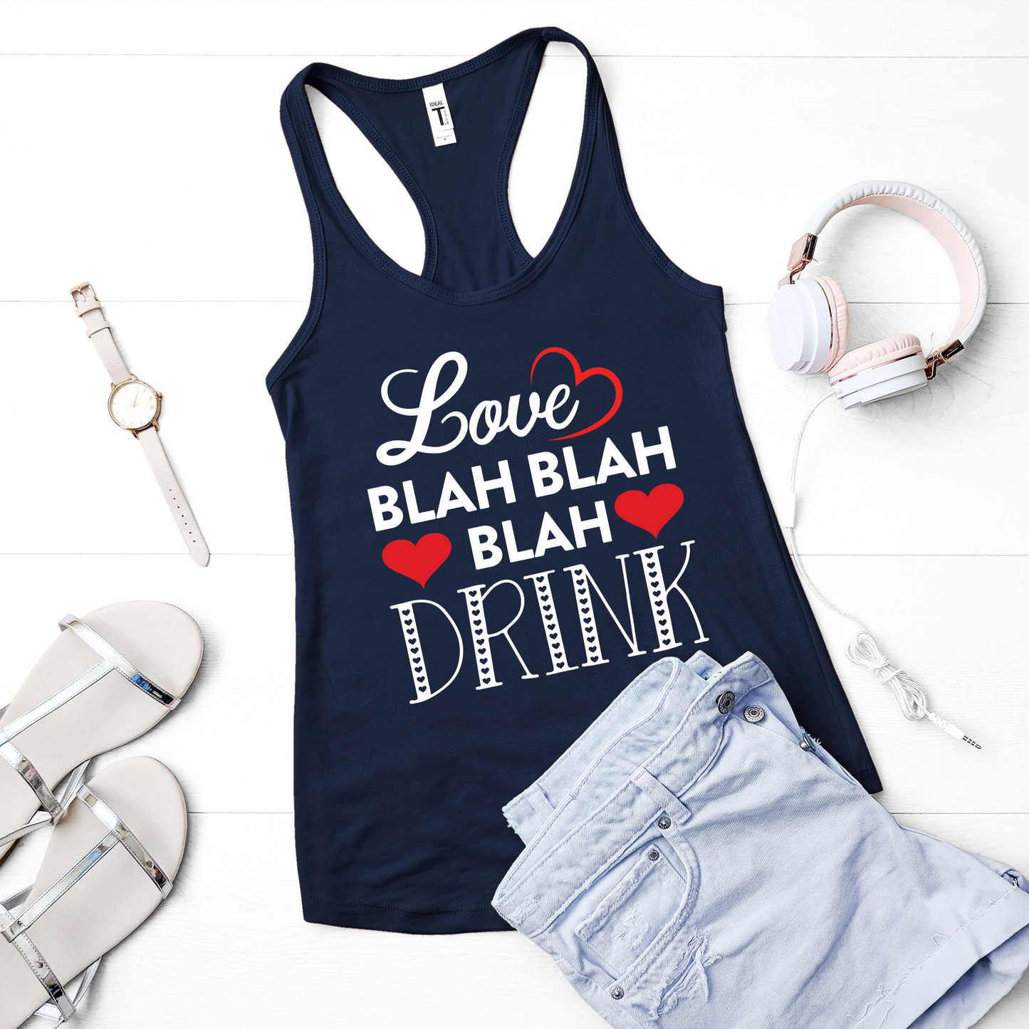 Love Blah Drink Racerback Tank For Funny Valentine's Day Summer Top