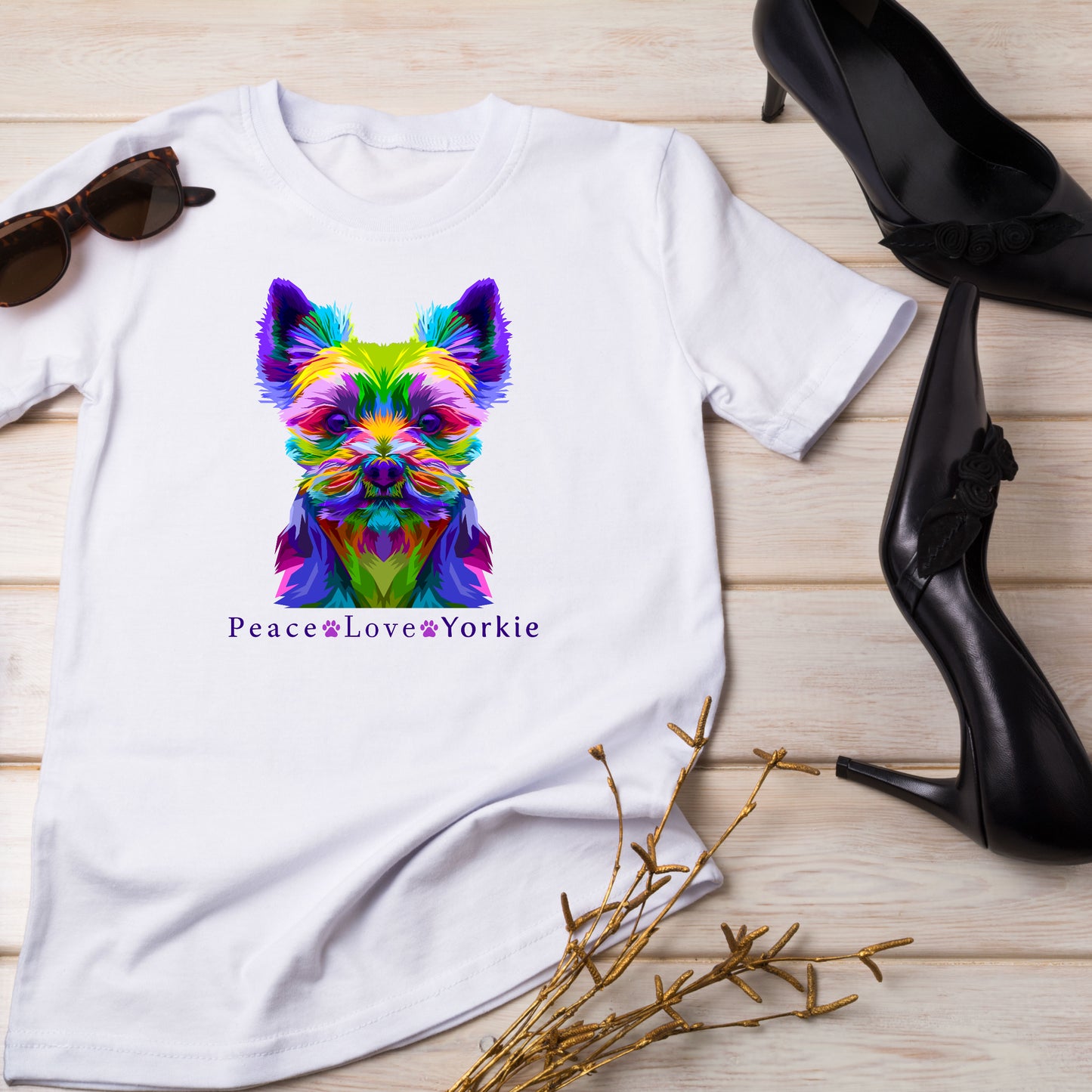 Yorkie T-Shirt For Yorkshire Terrier TShirt For Favorite Dog Breed T Shirt For Peace Love Yorkie Shirt For Dog Lover Gift