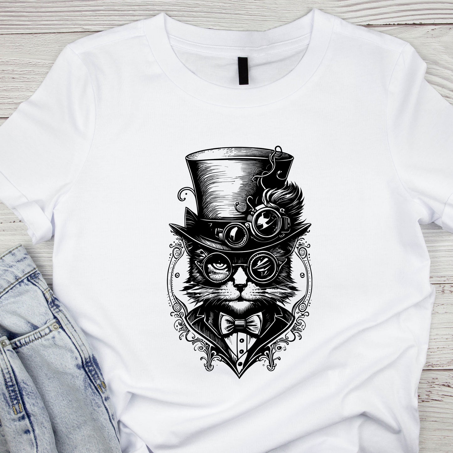 Steampunk T-Shirt For Tom Cat Shirt For Retro TShirt For Victorian T Shirt For Wild West T Shirt For Science Fiction Gift