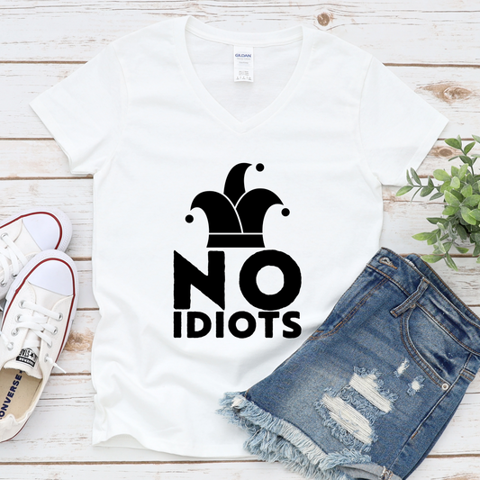 No Idiots Witty Vibe V-Neck