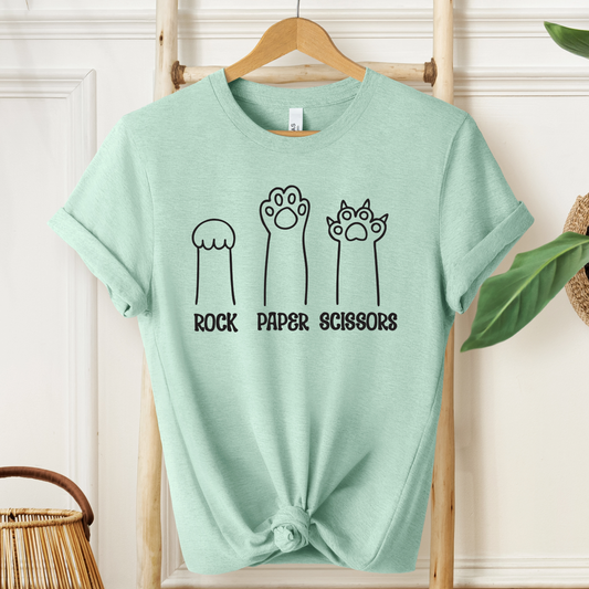 Rock Paper Scissors T-Shirt For Funny Cat Paw TShirt For Funny Feline Humor T Shirt