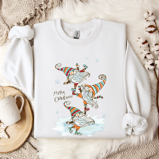 Skating Gnomes Merry Christmas Sweatshirt