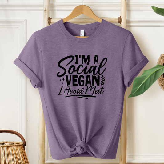 Funny Social Vegan T-Shirt For Anti-Social T Shirt For Silly Pun TShirt