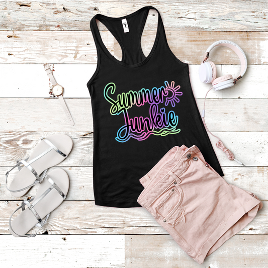 Summer Junkie Tank Top For Outdoor Lovers Colorful Tee