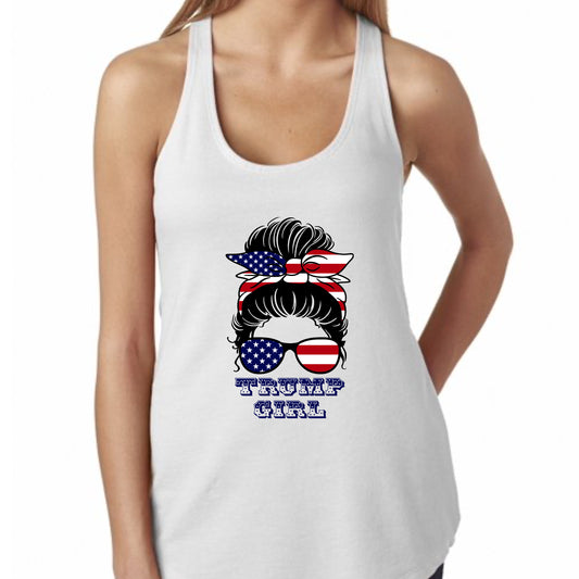 Trump Girl Tank Top For Conservative Tank Top For Patriotic Shirt For Conservative Woman Messy Bun Shirt For Mother's Day Gift For Conservative Gift Idea