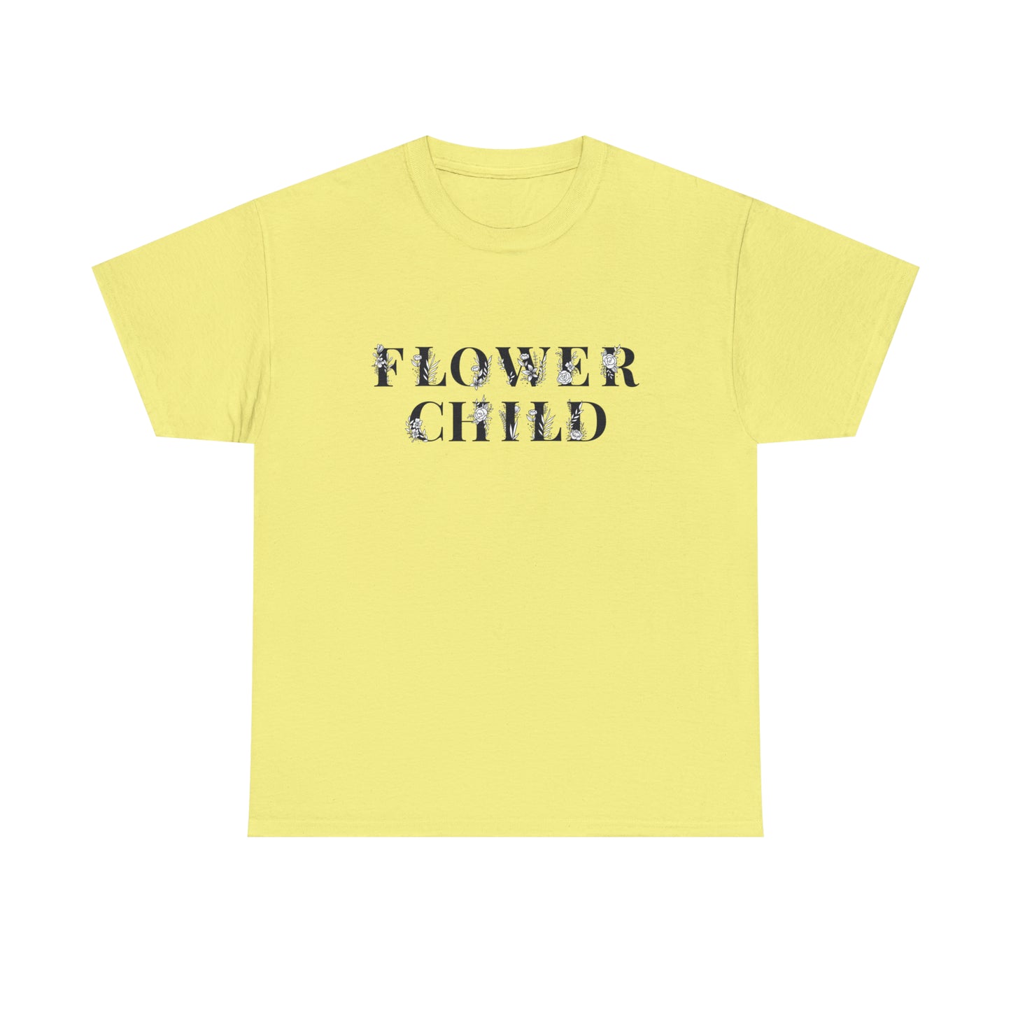 Floral T-Shirt For Flower Child T Shirt For Hippy TShirt Botanical T-Shirt For Woman Floral Lettering Shirt