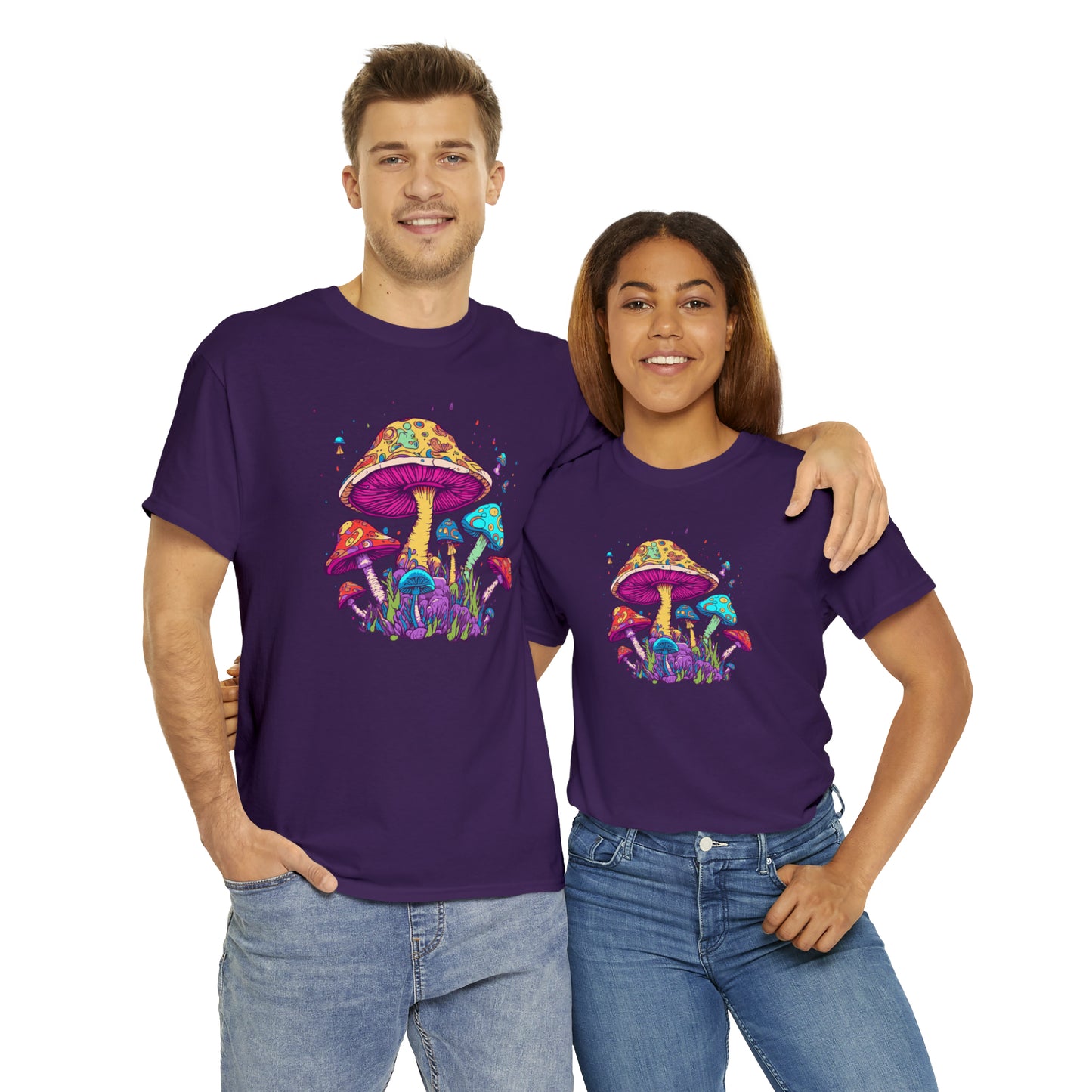 Mushrooms T-Shirt With Psychedelic Mushrooms TShirt For Neon Shrooms T Shirt With Colorful Mushrooms Tee For Hippy Shirt For Groovy Fungi Shirt