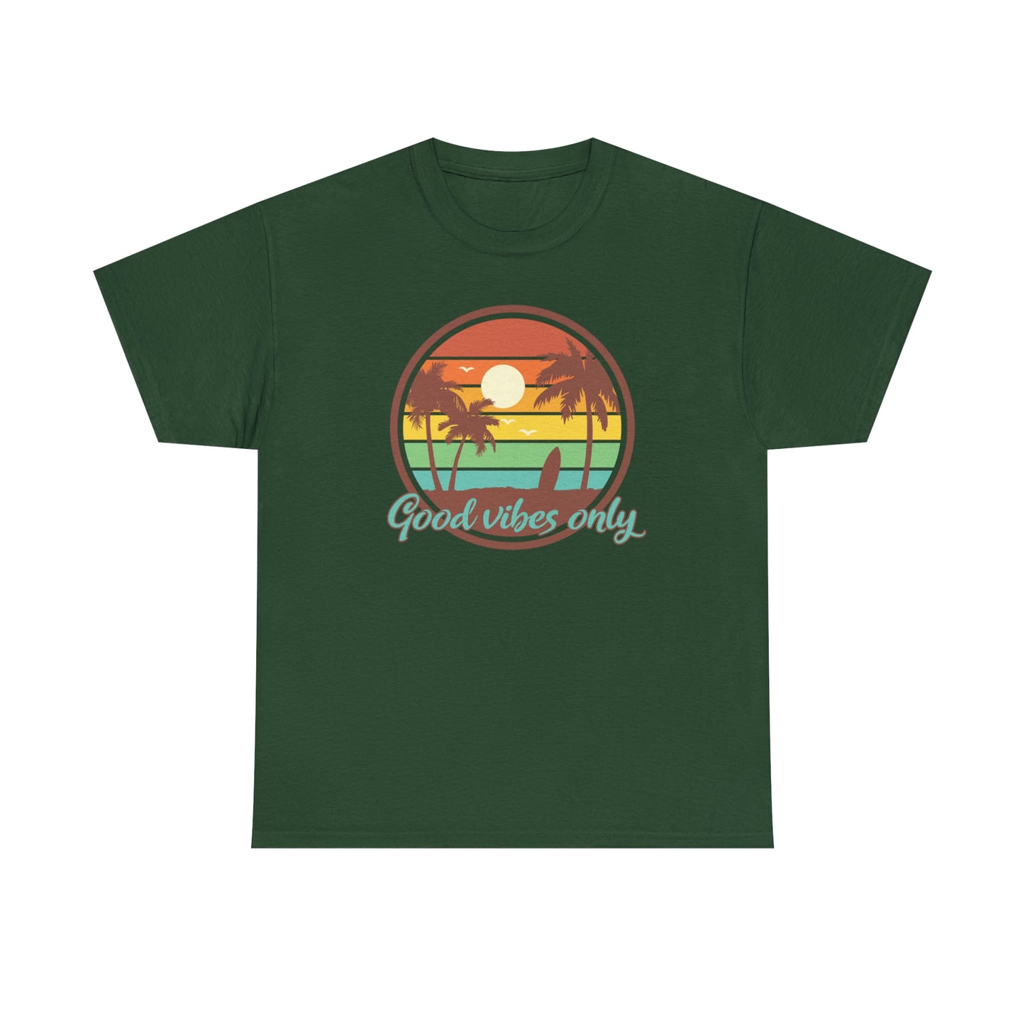 Good Vibes T- Shirt For Summer Vibes TShirt For Beach Scene T Shirt With Sunset T-Shirt Inspirational TShirt For Vacation Tee