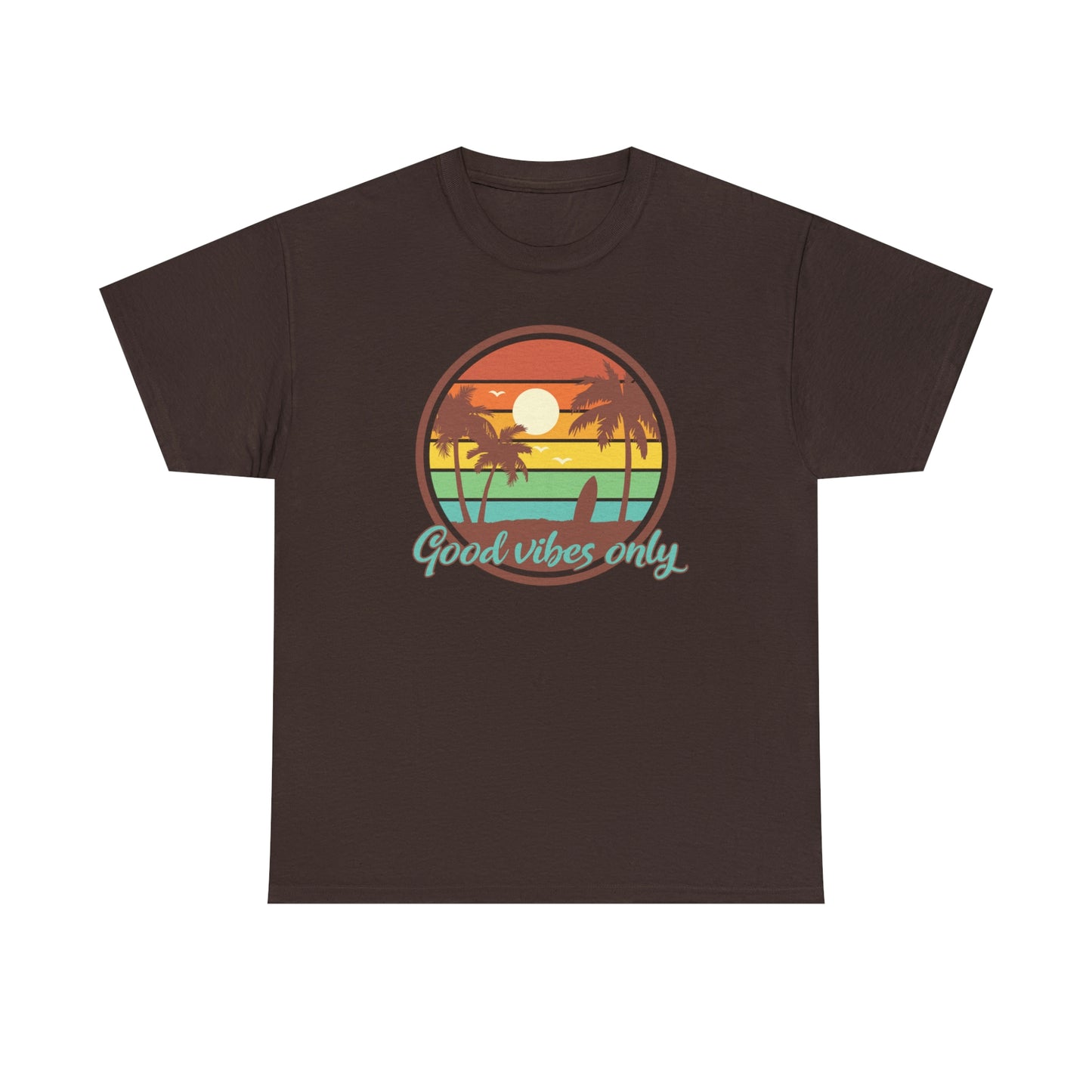 Good Vibes T- Shirt For Summer Vibes TShirt For Beach Scene T Shirt With Sunset T-Shirt Inspirational TShirt For Vacation Tee
